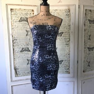 Cheetah sequin sexy strapless dress